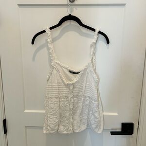 Zara White Embroidered Women’s Top